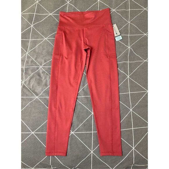 Ideology High-Waisted Side-Pocket 7/8 Length Red Leggings Size Small - Picture 1 of 6